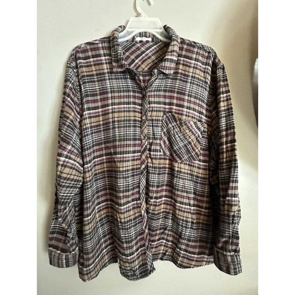 Maurices Colorful Plaid Flannel Light Weight Shirt Size 4XL